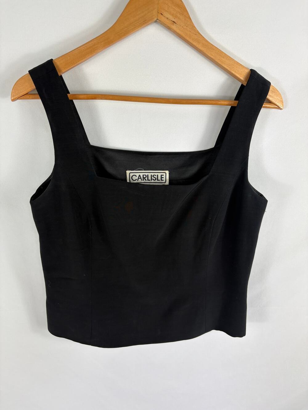 Carlisle Vintage Thick Strap Black Tank Crop Top Wool Blend Size 8